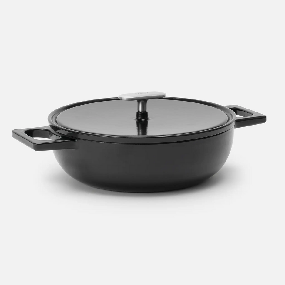 Tegame panvica Mattia 3.0, ø 26 cm - Smaltovaná liatinová panvica s pokrievkou, matná čierna