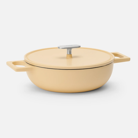 Tegame panvica Mattia 3.0, ø 26 cm - Smaltovaná liatinová panvica s pokrievkou, matná vanilkovo žltá
