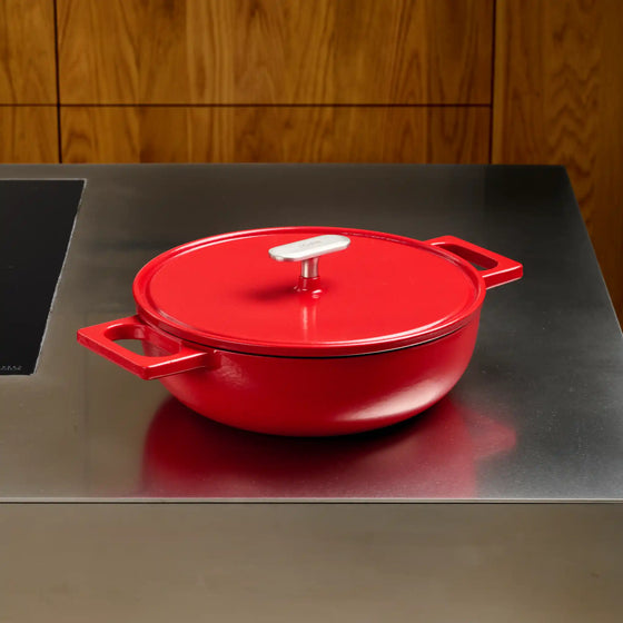 Tegame panvica Mattia 3.0, ø 26 cm - Smaltovaná liatinová panvica s pokrievkou, matná červená