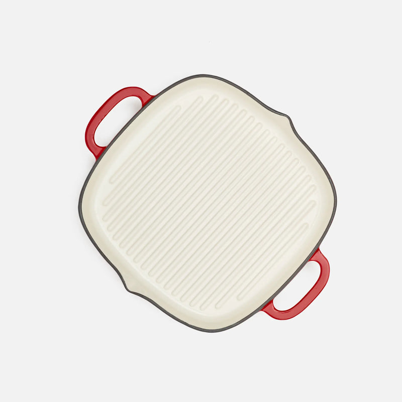 Grilovacia panvica Mattia 2.0, ø 28 cm - Smaltovaná liatinová panvica bez pokrievky, červená