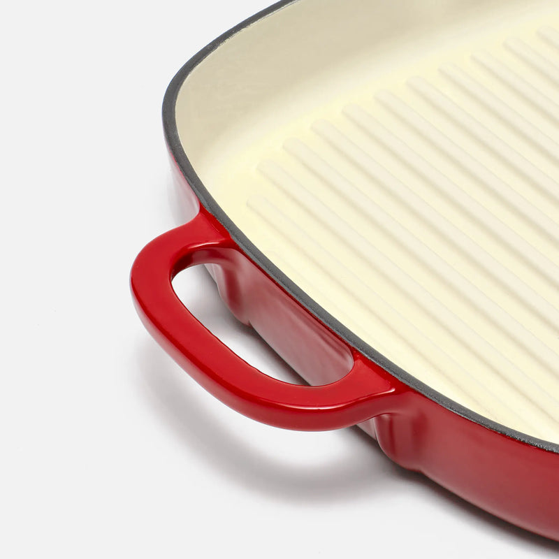 Grilovacia panvica Mattia 2.0, ø 28 cm - Smaltovaná liatinová panvica bez pokrievky, červená
