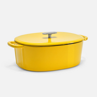 Smaltovaný liatinový oválny kastról s pokrievkou Ø 33 cm (7 l), žltý