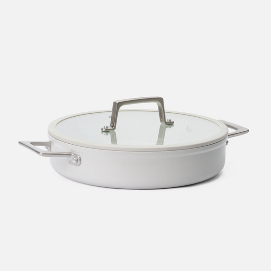 Servírovacia tegame panvica Meda 5.0 Pro, ø 28 cm - Nepriľnavá panvica s keramickým povrchom s pokrievkou, svetlosivá