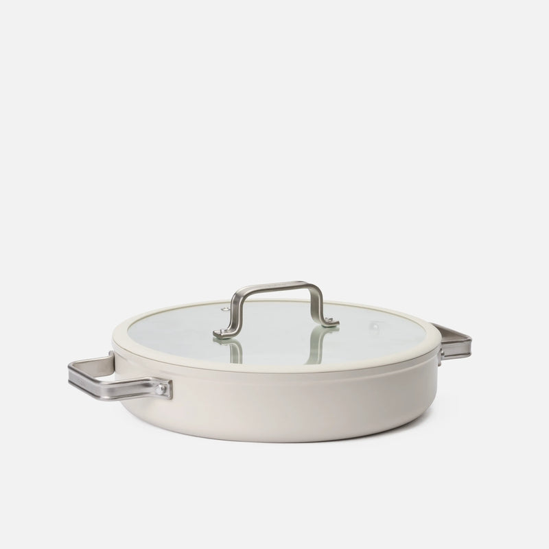 Servírovacia tegame panvica Meda 5.0 Standard, ø 28 cm - Nepriľnavá panvica s keramickým povrchom s pokrievkou, krémová