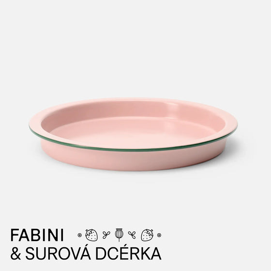 Okrúhla koláčová forma FABINI & Surová dcérka, ø 28 cm - Kameninová forma, ružová