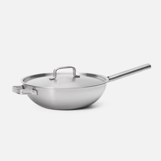 Wok panvica Lucca 4.0 Standard, ø 30 cm - Nerezová beznitová panvica z viacvrstvovej nerezovej ocele s pokrievkou