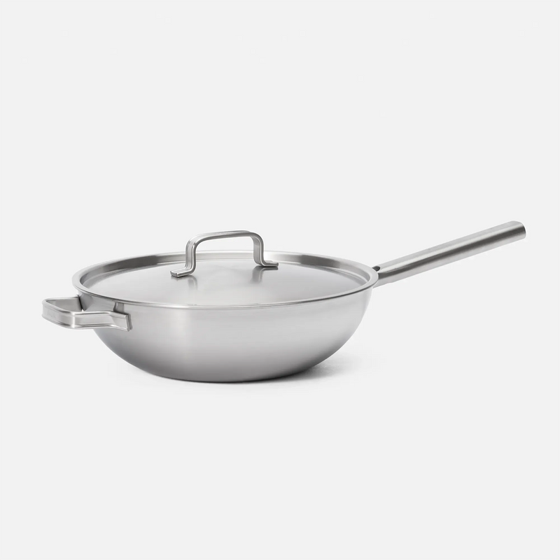 Wok panvica Lucca 4.0 Standard, ø 30 cm - Nerezová beznitová panvica z viacvrstvovej nerezovej ocele s pokrievkou