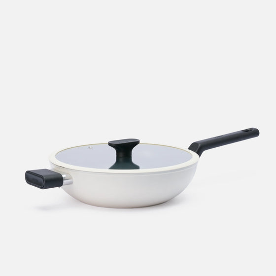 Wok panvica Meda 5.0 Economy, ø 28 cm - Nepriľnavá panvica s keramickým povrchom s pokrievkou, krémová