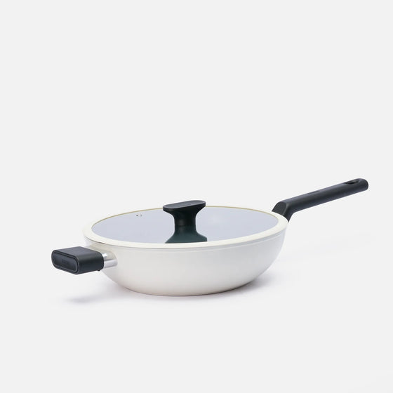 Wok panvica Meda 5.0 Economy, ø 28 cm - Nepriľnavá panvica s keramickým povrchom s pokrievkou, krémová