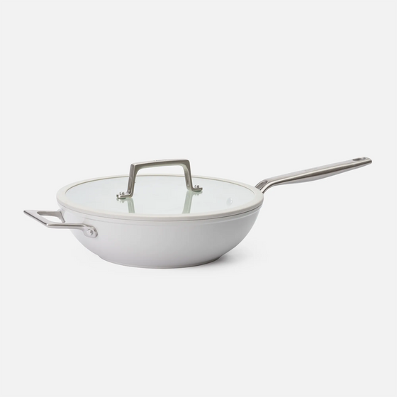 Wok panvica Meda 5.0 Pro, ø 28 cm - Nepriľnavá panvica s keramickým povrchom s pokrievkou, svetlosivá