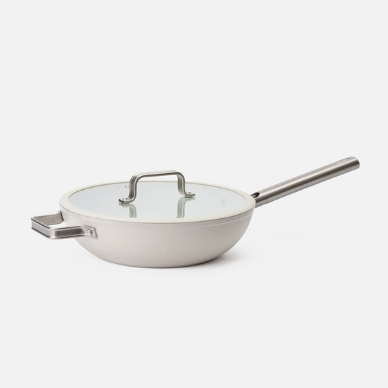 Panvica wok Meda 5.0 Standard, ø 28 cm - Nepriľnavá panvica s keramickým povrchom s pokrievkou, krémová