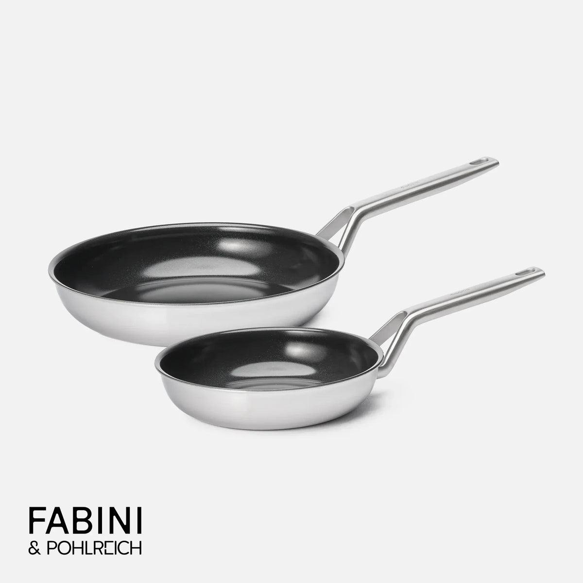 Sada panvíc FABINI & Pohlreich 2.0, ø 20 cm + ø 26 cm, 2 diely - Nepriľnavé nerezové beznitové panvice s keramickým povrchom z viacvrstvovej nerezovej ocele