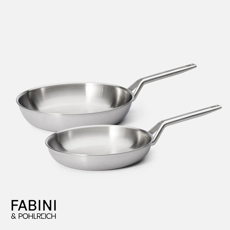 Sada panvíc FABINI & Pohlreich 2.0, ø 26 cm + ø 30 cm, 2 diely - Nerezové beznitové panvice z viacvrstvovej nerezovej ocele