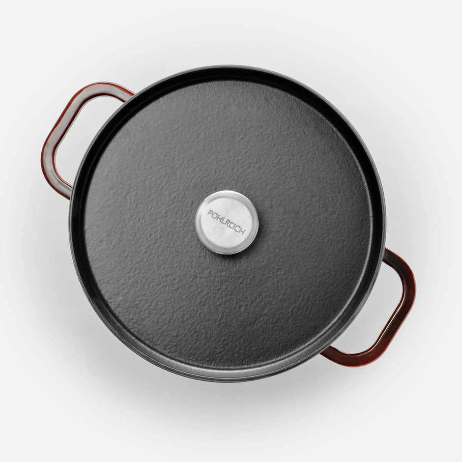 Kastról FABINI & Pohlreich, ø 26 cm (5,2 l) - Smaltovaný liatinový kastról s nahrievacou pokrievkou, vínovo červený