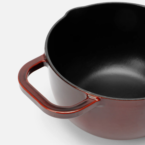 Rajnica FABINI & Pohlreich, ø 20 cm (2,5 l) - Smaltovaná liatinová rajnica s ohrievacou pokrievkou, vínovo červená