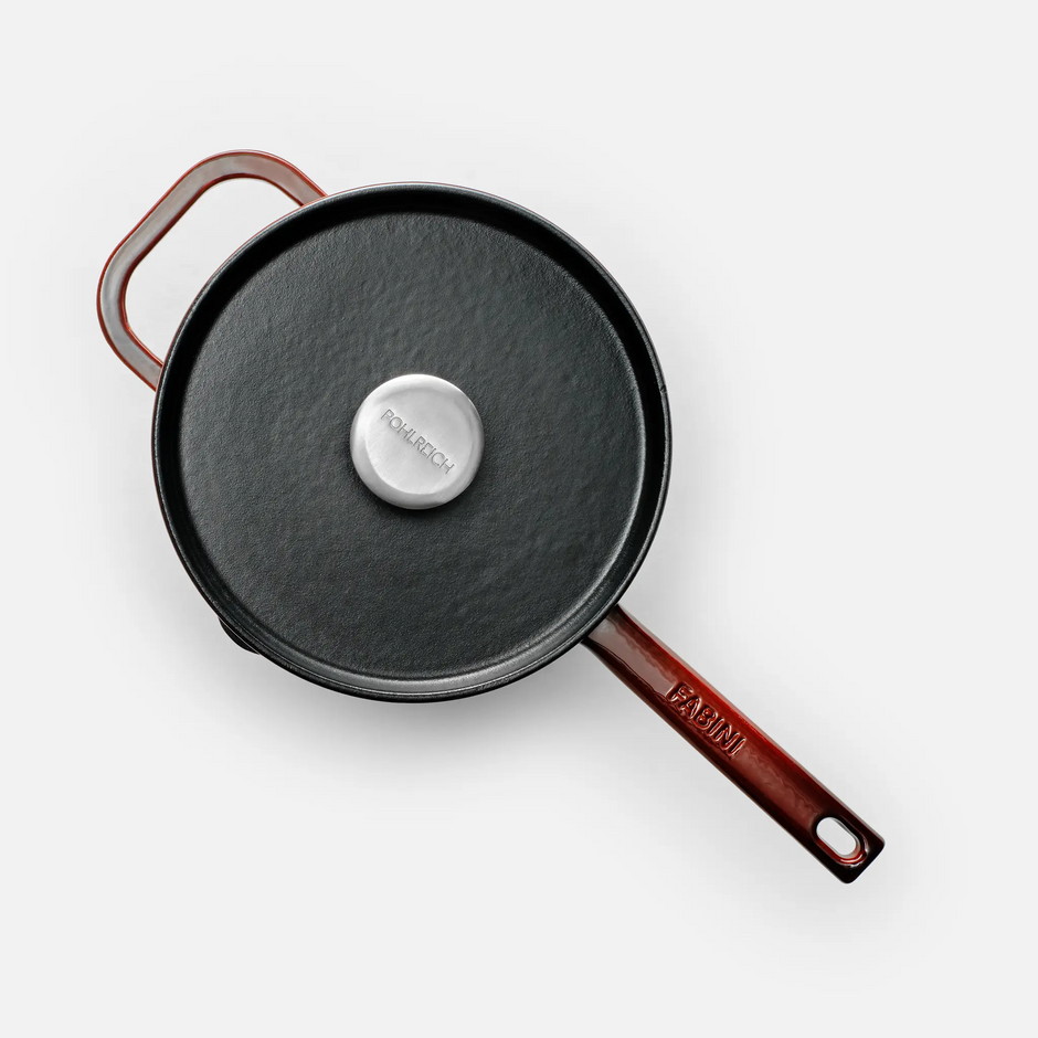 Rajnica FABINI & Pohlreich, ø 20 cm (2,5 l) - Smaltovaná liatinová rajnica s ohrievacou pokrievkou, vínovo červená