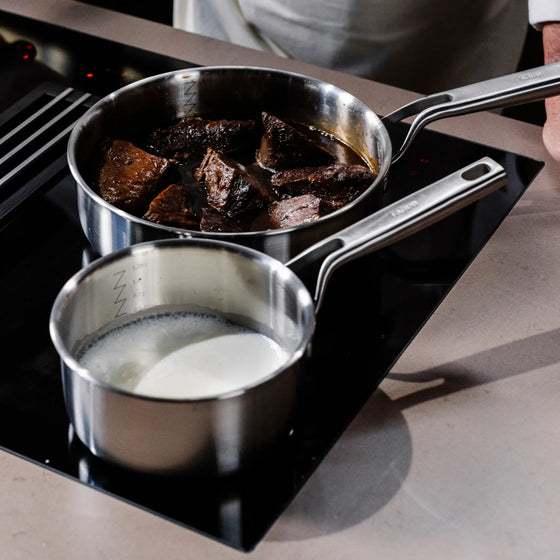 Rajnica FABINI & Pohlreich, ø 16 cm (1,2 l) - Nerezová beznitová rajnica z päťvrstvovej nerezovej ocele s pokrievkou