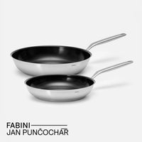 Sada panvíc FABINI & Punčochář, ø 26 cm + ø 30 cm, 2 diely - Nepriľnavé nerezové beznitové panvice s keramickým povrchom z jednovrstvovej nerezovej ocele