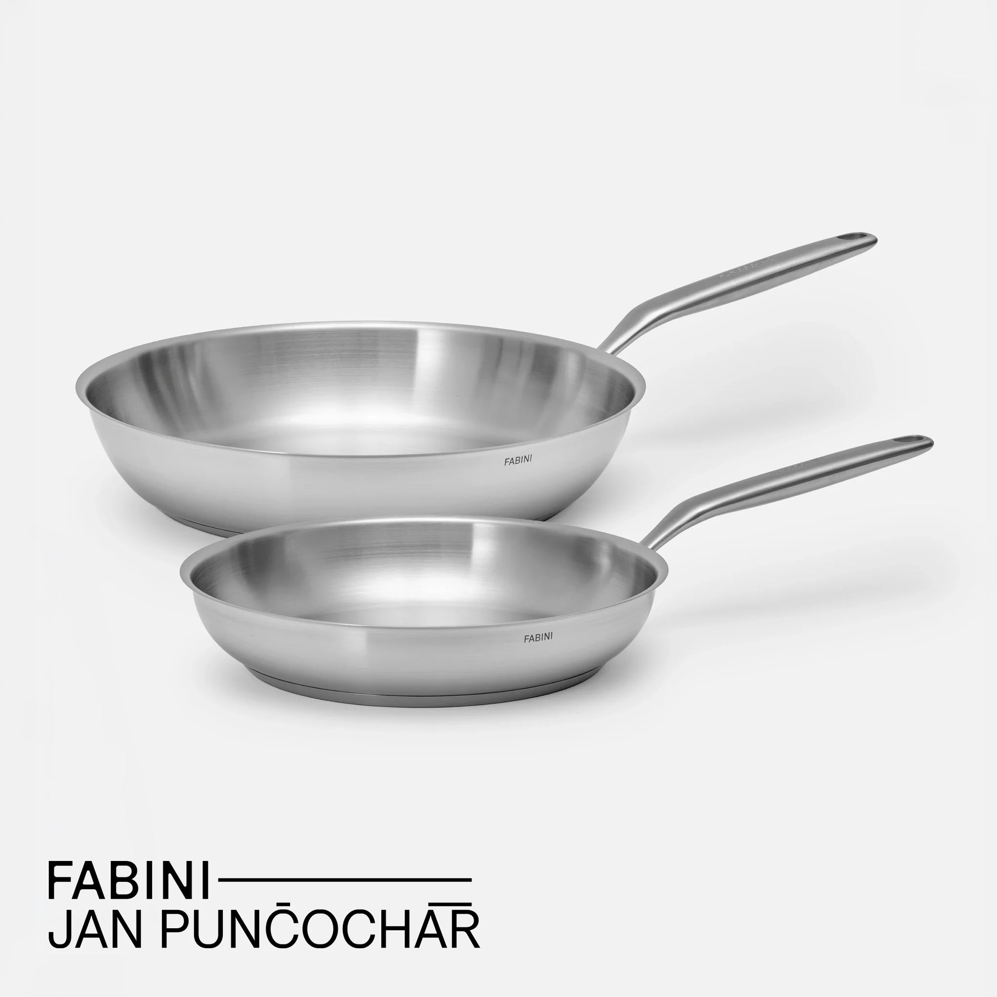 Sada panvíc FABINI & Punčochář, ø 26 cm + ø 30 cm, 2 diely - Nerezové beznitové panvice z jednovrstvovej nerezovej ocele
