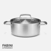 Nízky kastról FABINI & Pohlreich, ø 24 cm (4 l) - Nerezový beznitový kastról z päťvrstvovej nerezovej ocele s pokrievkou