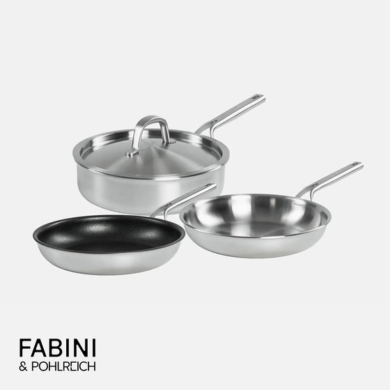 Sada panvíc FABINI & Pohlreich, 4 diely - Nerezové beznitové panvice z päťvrstvovej nerezovej ocele