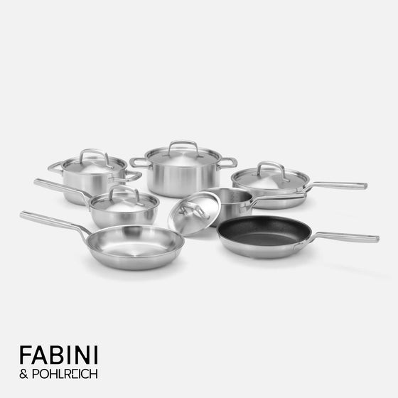 Profesionálna sada riadu FABINI & Pohlreich, 12 dielov - Nerezový beznitový riad z päťvrstvovej nerezovej ocele