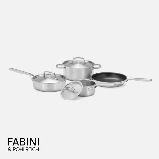 Základná sada riadu FABINI & Pohlreich, 7 dielov - Nerezový beznitový riad z päťvrstvovej nerezovej ocele