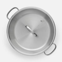 Kónická servírovacia tegame panvica FABINI & Punčochář, ø 30 cm (3,5 l) - Nerezová beznitová panvica z jednovrstvovej nerezovej ocele so sklenenou pokrievkou