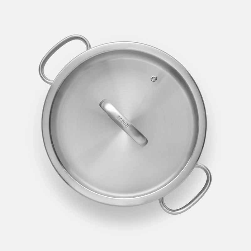 Servírovacia tegame panvica FABINI & Punčochář, ø 24 cm (2 l) - Nerezová beznitová panvica z jednovrstvovej nerezovej ocele so sklenenou pokrievkou