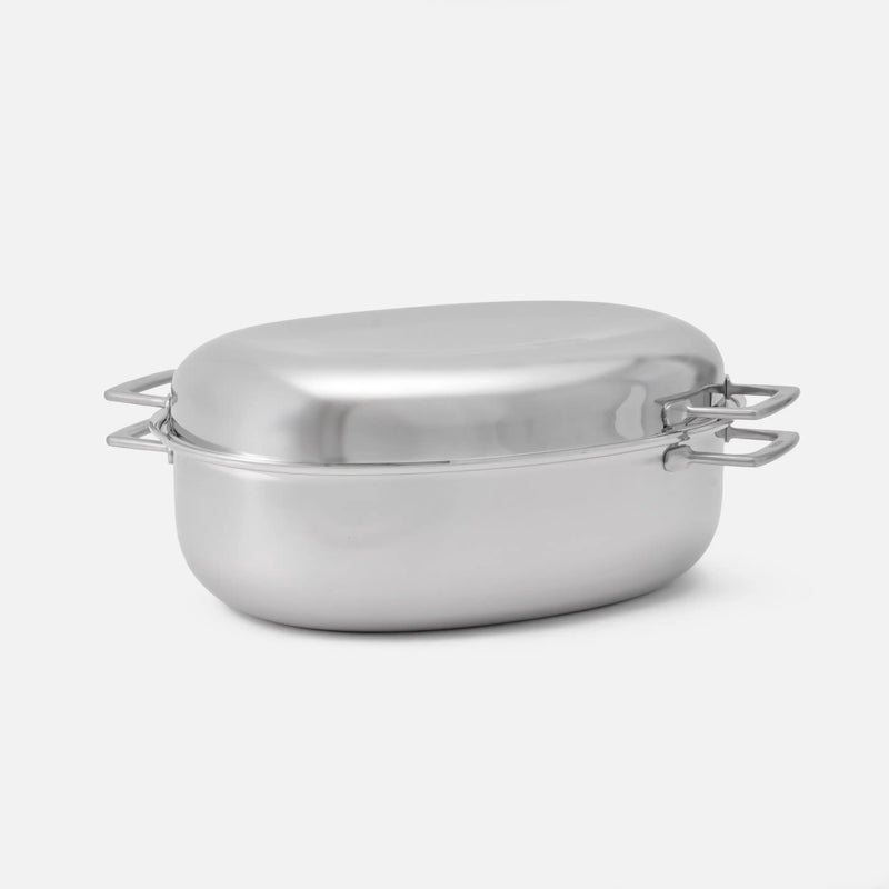 Oválny pekáč Lucca 4.0 Pro - Nerezový pekáč z leštenej viacvrstvovej nerezovej ocele s poklopom a roštom