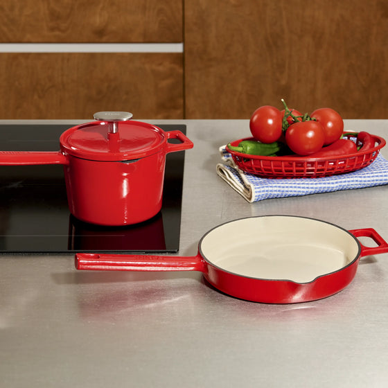 Panvica Mattia 3.0, ø 20 cm - Smaltovaná liatinová panvica, lesklá červená