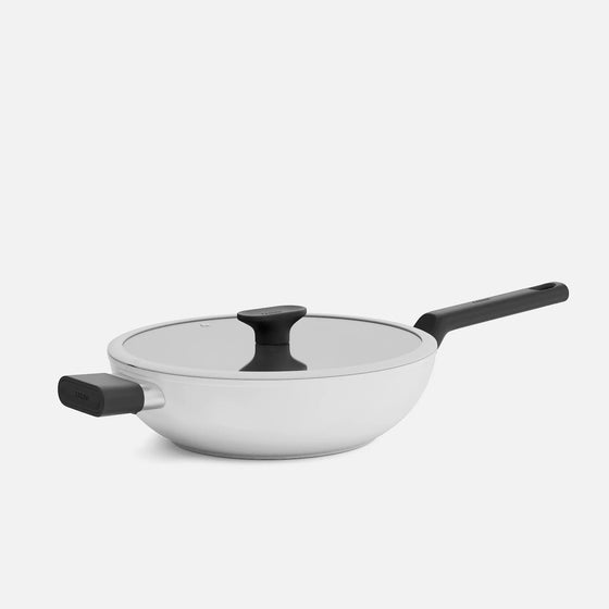 Wok panvica Meda 5.0 Economy, ø 28 cm - Nepriľnavá panvica s keramickým povrchom s pokrievkou, krémová