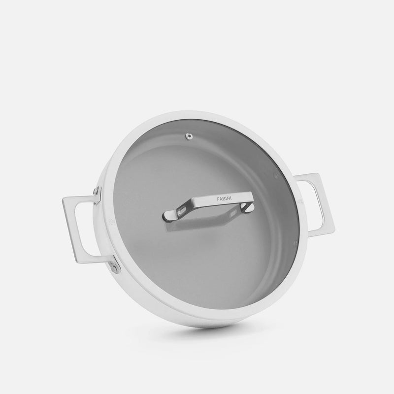 Servírovacia tegame panvica Meda 5.0 Pro, ø 28 cm - Nepriľnavá panvica s keramickým povrchom s pokrievkou, svetlosivá