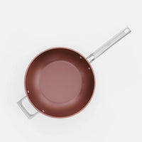 Wok panvica Meda 5.0 Pro, ø 28 cm - Nepriľnavá panvica s keramickým povrchom s pokrievkou, broskyňovoružová