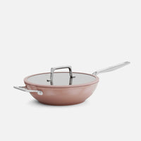 Wok panvica Meda 5.0 Pro, ø 28 cm - Nepriľnavá panvica s keramickým povrchom s pokrievkou, broskyňovoružová
