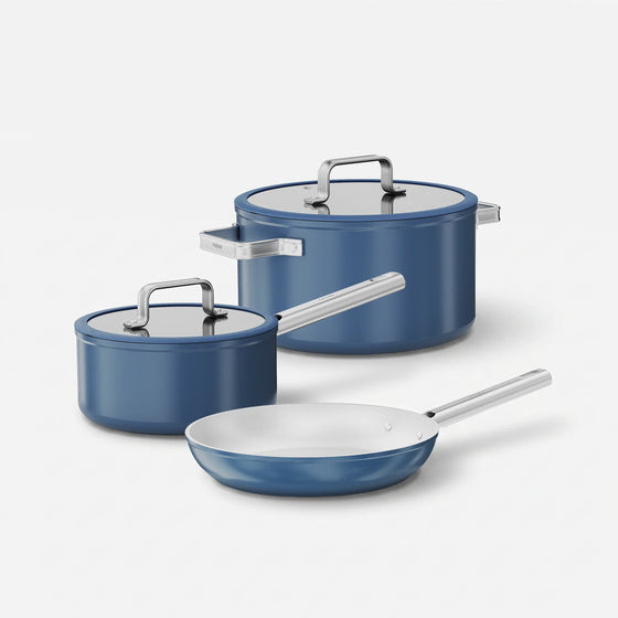 Sada riadu Meda 5.0 Standard, 5 dielov - Nepriľnavý riad s keramickým povrchom, modrý