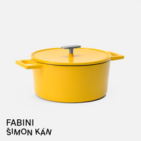 Kastról FABINI & Šimon Kán, ø 26 cm (5,5 l) - Smaltovaný liatinový kastról s pokrievkou, žltý