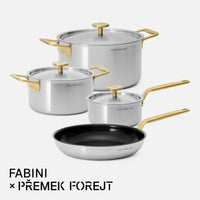 Stredná sada FABINI & Forejt, 7 dielov - Nerezový beznitový riad z viacvrstvovej nerezovej ocele