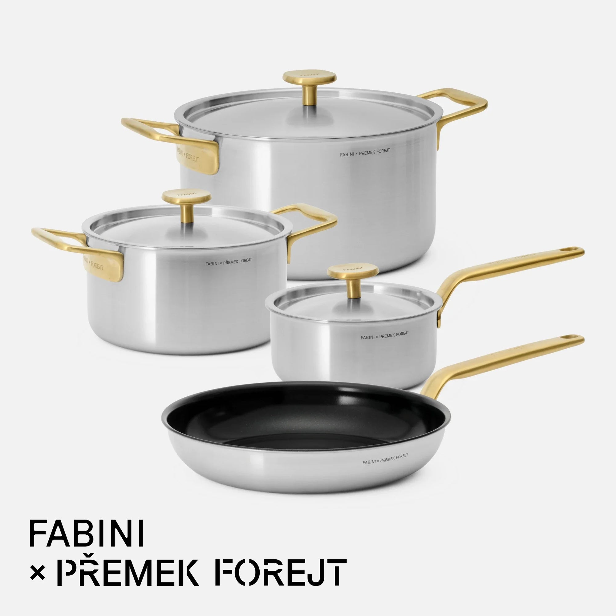 Stredná sada FABINI & Forejt, 7 dielov - Nerezový beznitový riad z viacvrstvovej nerezovej ocele