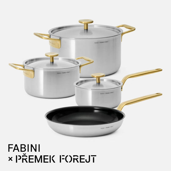 Stredná sada FABINI & Forejt, 7 dielov - Nerezový beznitový riad z viacvrstvovej nerezovej ocele