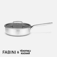 Hlboká panvica FABINI & Těhotnej kuchař 2.0, ø 24 cm (2,5 l) - Nerezová beznitová panvica s hybridným keramickým povrchom s pokrievkou