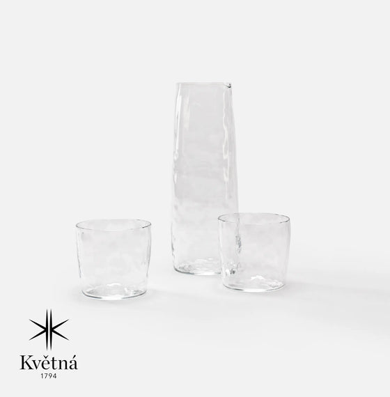 Súprava karafy a 2 pohárov z fúkaného skla FABINI & Tomáš Kučera, priehľadná