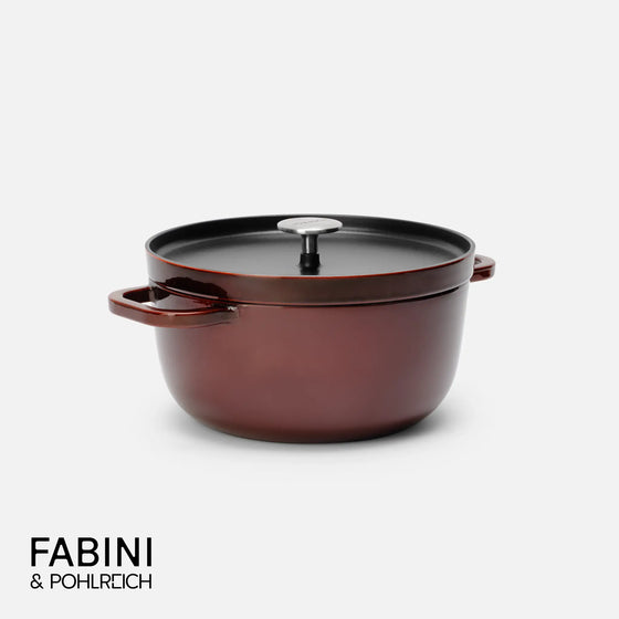 Kastról FABINI & Pohlreich, ø 26 cm (5,2 l) - Smaltovaný liatinový kastról s nahrievacou pokrievkou, vínovo červený